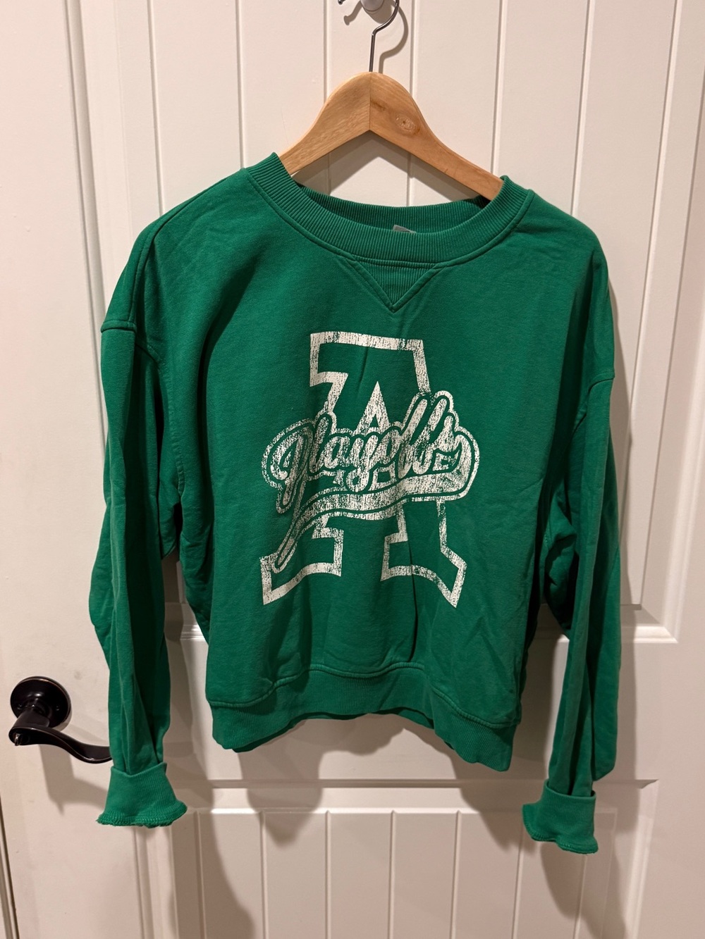 Divided Green Crewneck Sweatshirt with White Graphic A